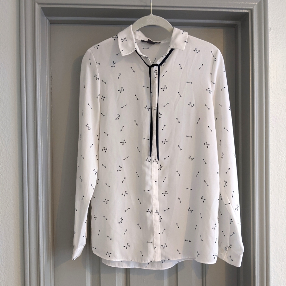 Primark Arrow and Ribbon White Blouse